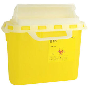 Sharps Biohazard Container, 5.1 l, Polypropylene, Yellow