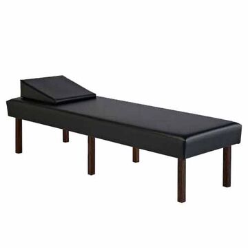 Divan médical de récupération, 24 pouce de wd x 72 pouce de lg x 18 pouce de ht, revêtement supérieur en similicuir de vinyle, pieds en bois, appuie-tête