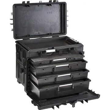 Mobile Industrial Tool Chest With 4 Drawers Black