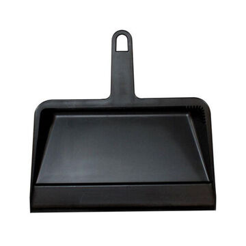 Dust Pan, 12 in wd x 12in lg x 4 in ht, Plastic, Black