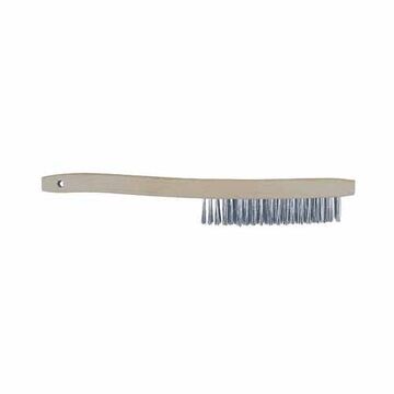 Brosse à main métallique, manche de 6 pouce de lg, garniture de 1-1/8 pouce de lg, 14 pouce de lg, manche en bois, soies en acier inoxydable