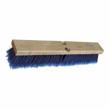 Fine Push Broom Cleaning Brush, 24 in block, 2-3/4 in trim, Synthetic, Blue