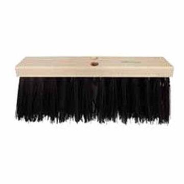 Street Broom Cleaning Brush, 16 in block, 2-3/4 in lg Trim, Polypropylene