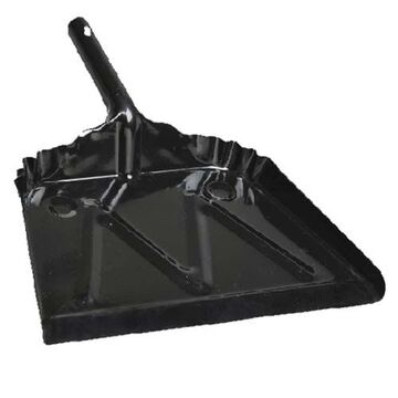 Dust Pan, 12 in wd x 12in lg, Metal, Black