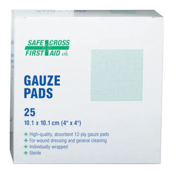 Gauze Sterile Bandage, 4 in wd x 4 in lg, Cotton