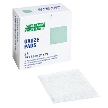 Sterile Gauze Pad, 7.6 cm wd x 7.6 cm lg, 12-ply