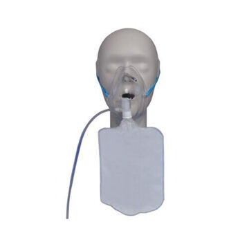Masque à oxygène sans réinhalation, tubulure à oxygène 100% PVC de 2.1 m, (1) connecteur en polypropylène, sac