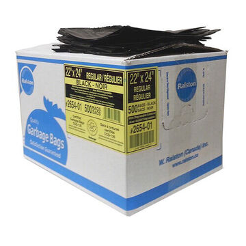 Industrial Garbage Bag, 22 in wd x 24 in lg x 0.65 mil thk, Resin, Black, CCD-126/UL-126