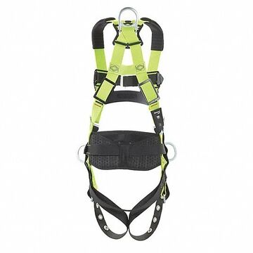 Full Body Harness, 2XL, 420 lb Capacity, Green, Stretchable Polyester