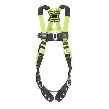 Full Body Harness, S/M, 420 lb Capacity, Green, Stretchable Polyester