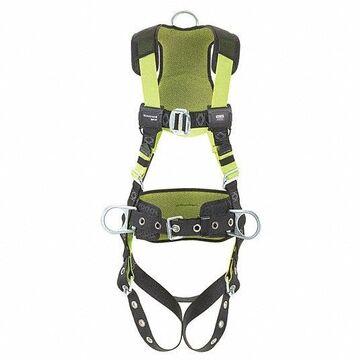 Full Body Harness, S/M, 420 lb Capacity, Green, Stretchable Polyester