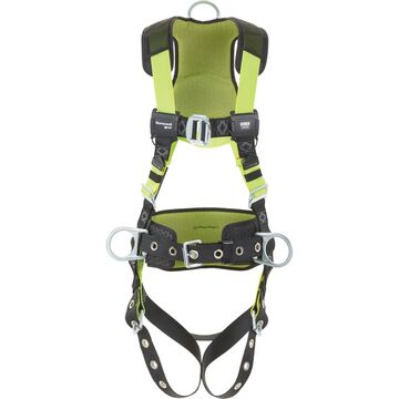 Full Body Harness, S/M, 420 lb Capacity, Green, Stretchable Polyester