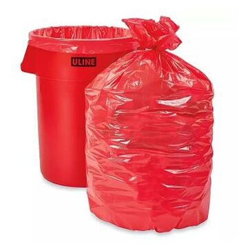 Trash Liner, 44 to 55 gal, 36 in wd x 58 in lg, HDPE, Red