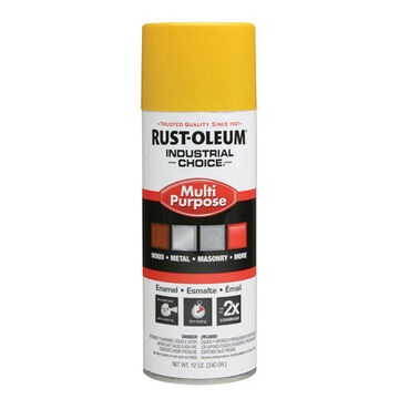 Multi Purpose Spray Paint, 12 oz, Aerosol Can, Liquid, Safety Yellow, Gloss