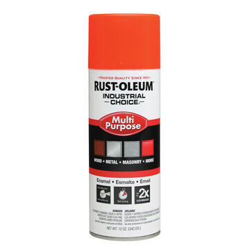 Spray Paint Multi Purpose, 12 Oz, Aerosol Can, Liquid, Safety Orange