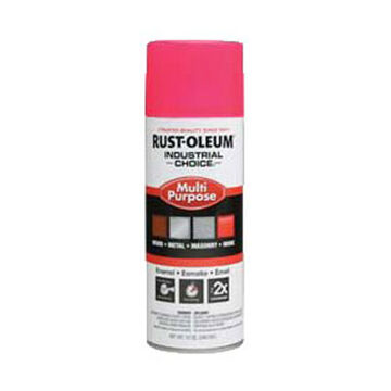 Multi Purpose Spray Paint, 12 oz, Aerosol Can, Liquid, Fluorescent Pink, Gloss