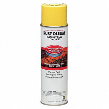 Water-based Construction Marking Paint, 17 oz, Aerosol Can, Solvent Like, High Visibility Yellow