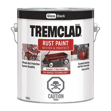 Oil Based Rust Exterior Paint, 3.78 l, Can, Liquid, Black, Gloss