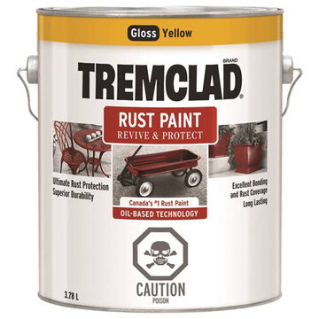Oil Based Rust Exterior Paint, 3.78 l, Can, Liquid, Yellow, Gloss