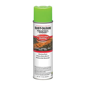 Solvent-based Construction Marking Paint, 17 oz, Aerosol Can, Solvent Like, Fluorescent Green