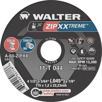 4-1/2 X 3/64 Zip Xxtreme Cutting Wheel Aluminum Oxide