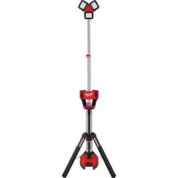 Light Tripod Tower, Plastic, 9-11/16 In Lg, 18 V, 1700/3200/6000 Lumens, Led Lamp, Red