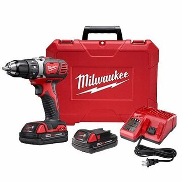 Drill/driver Kit Compact, Metal, 7-1/4 In Lg, Keyless, 1/2 In Chuck, 1800 Rpm, 18 Vdc, M18 Redlithium, 1.5 Ah Battery