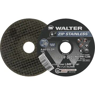 4-1/2x3/64 Zip Stainless Right Angle Grinder Reinforced Cut-off Wheels Aluminum Oxyde