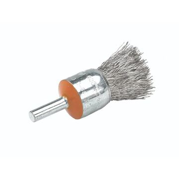 Straight End Brush, 3/4 in Brush dia, 1/4 in Shank, Mounted, Steel Wire