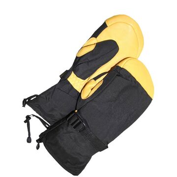 Gloves Grain Deerskin Ski Mitt General Purpose, Deerskin Palm, Black Glove, Yellow Palm, Keystone Thumb, Nylon