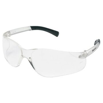 Strong lightweight Safety Glasses, M, Anti-Scratch, Clear, Wraparound with Side Protection, Black/Clear
