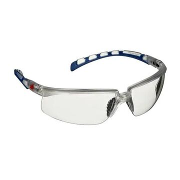 Safety Goggle, Medium, Anti-Fog, Scratch-Resistant, Clear, Half Frame, Gray/Teal