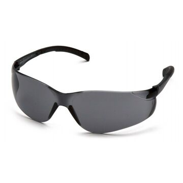 Economical Safety Glasses, 137 mm wd, 157 mm lg, 2.5 mm thk, Anti-Scratch, Gray, Wraparound Frame, Gray