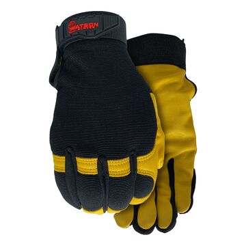 Gloves Flextime Mechanic, Full Grain Goatskin Leather Palm, Black/tan, Straight Thumb
