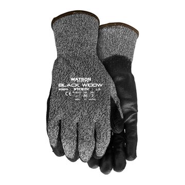 Black Widow Gloves, Polyurethane Palm, Black, 13 Ga Hppe/steel/glass/nylon/spandex Shell