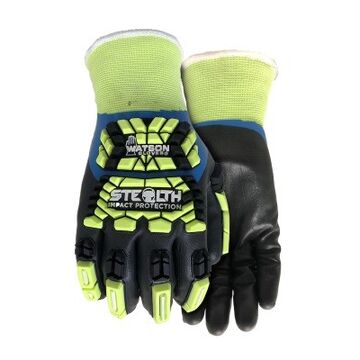 Glove Stealth Triple Threat Cut Resistant Sleeve, Nitrile Palm, Black/high Visibility Green