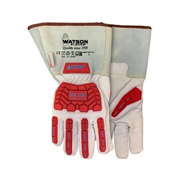 Van Goat Driver Gloves, Off White/red, Goatskin Leather