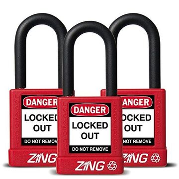 Padlock Zing Keyed Alike Set (3) Red