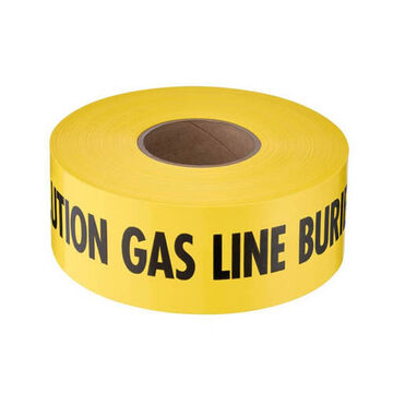 Non-Detectable Tape Barricade Tape, Black, Yellow, 3 in x 1000 ft x 4 mil