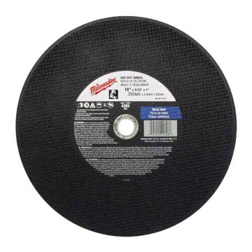 General Purpose, Type 1 Cut-Off Wheel, Aluminum Oxide, 4365 rpm, 14 in x 3/32 in, Very Coarse