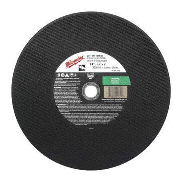 Masonry, Type 1 Cut-Off Wheel, Silicon Carbide, 5400 rpm, 1 in, 14 in x 1/8 in