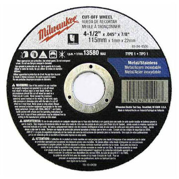 Wheel General Purpose, Type 27 Cut-off, Aluminum Oxide, 13580 Rpm, 5 In X 0.045 In