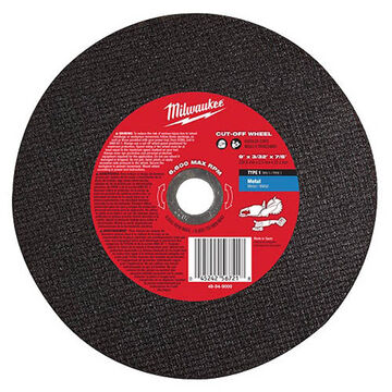 Wheel General Purpose, Type 1 Cut-off, Aluminum Oxide, 6600 Rpm, 9 In X 0.093 In
