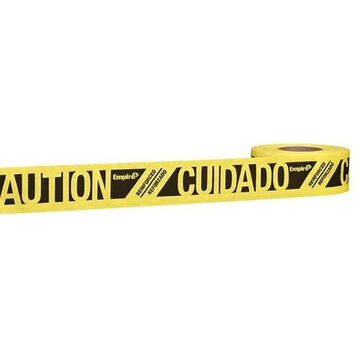Construction Grade Barricade Tape, Yellow/Black Ink, 3 in x 500 ft x 7 mil