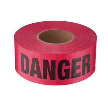 Construction Grade Barricade Tape, Red/Black, 3 in x 500 ft x 7 mil