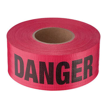 Tape Reinforced Barricade, Plastic, Black/red, 3 In X 500 Ft X 7 Mil
