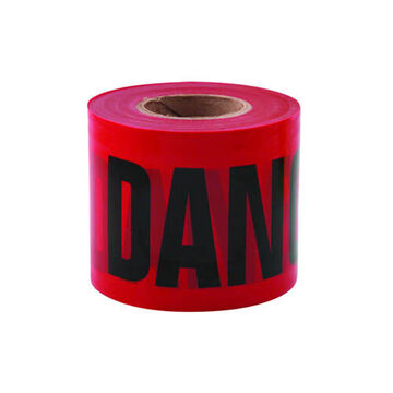 Contractor Grade Barricade Tape, Red/Black, 3 in x 200 ft x 2 mil