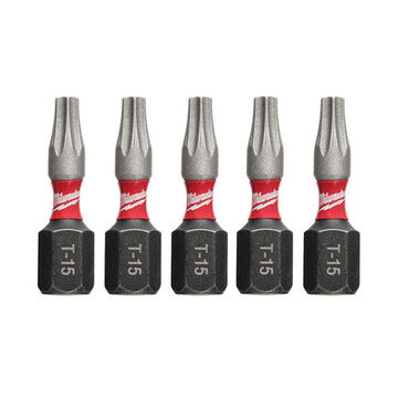 Bit Impact Insert, T15 Torx Point, 1 In, Hex, Alloy Steel
