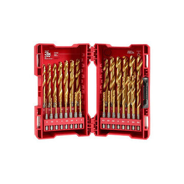 Impact-Duty Drill Bit Set, Hex, Titanium, High Speed Steel, 10.39 in, 135 deg