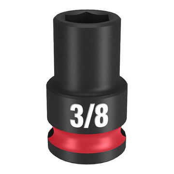 Socket Standard Length Impact, Black Phosphate Forged Steel, Square, 3/8 In, 3/8 In X 1-17/64 In, 6 Point